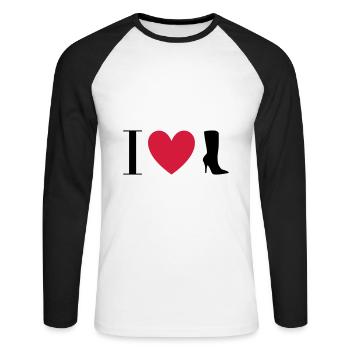 ★ design colors changeable ★ I love boots - Unisex Long Sleeve Baseball T-Shirt - white/black - Front - Nik (191cm)