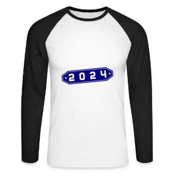 Symbole 2024 - T-shirt baseball manches longues Homme - blanc/noir - Devant - Nik (191cm)