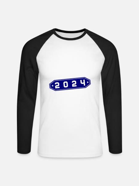 2024 Symbol - Unisex Baseballshirt langarm - Weiß/Schwarz