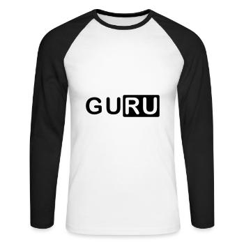 ★ Couleurs de conception modifiables ★ Pour tous les gourous - T-shirt baseball manches longues Homme - blanc/noir - Devant - Nik (191cm)