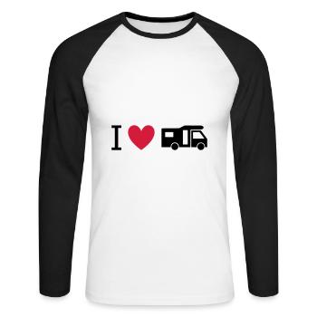 ★ Design colors can be changed ★ I love motorhomes - Unisex Long Sleeve Baseball T-Shirt - white/black - Front - Nik (191cm)