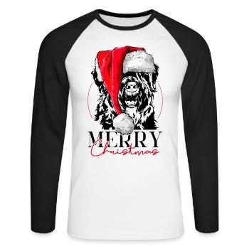 Santa BOUVIER DES FLANDRES Christmas Wilsigns - Unisex Long Sleeve Baseball T-Shirt - white/black - Front - Nik (191cm)