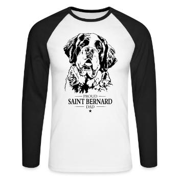 Saint Bernard Papa Chiens Chien Saint Bernard Wilsigns - T-shirt baseball manches longues Homme - blanc/noir - Devant - Nik (191cm)