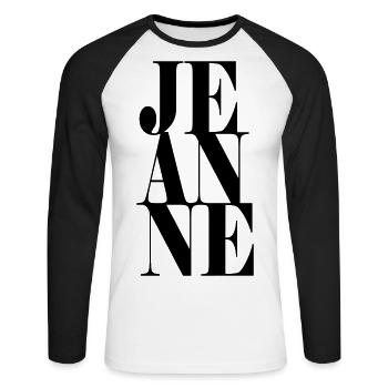 Jeanne Nom Prénom Police moderne Word Art - T-shirt baseball manches longues Homme - blanc/noir - Devant - Nik (191cm)