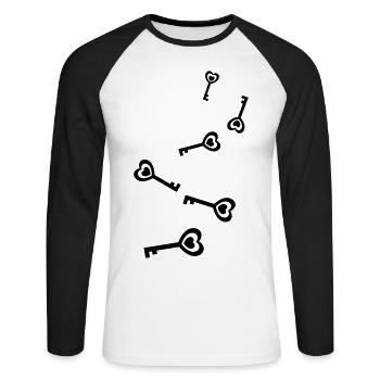 Mariage au cœur clé - T-shirt baseball manches longues Homme - blanc/noir - Devant - Nik (191cm)