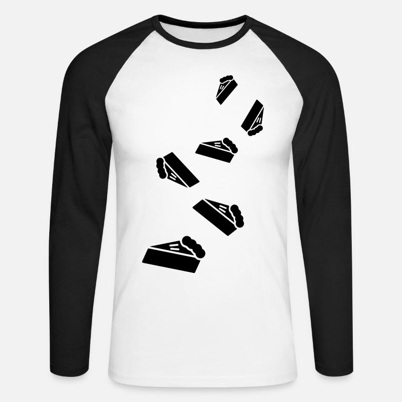 Kuchen käsekuchen icon - Unisex Baseballshirt langarm - Weiß/Schwarz