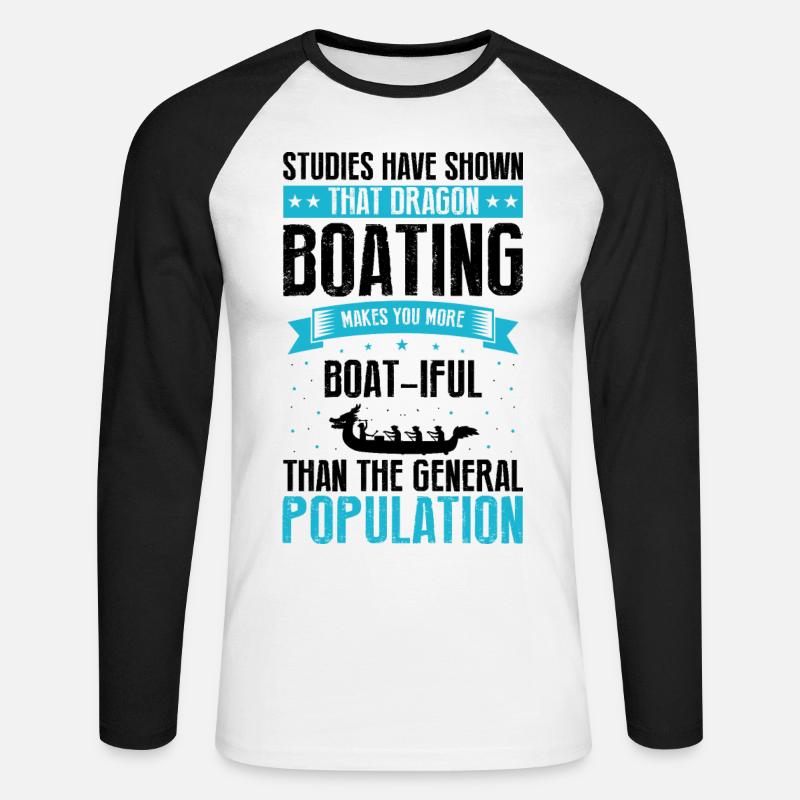 Drachenboot und Drachenboot Crew - Unisex Baseballshirt langarm - Weiß/Schwarz