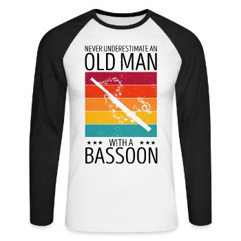 Fagottist für Fagottorchester und Fagottist - Unisex Baseballshirt langarm - Weiß/Schwarz - Vorne - Nik (191cm)