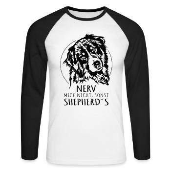 AUSTRALIAN SHEPHERD Aussie nerv mich nich Wilsigns - Unisex Baseballshirt langarm - Weiß/Schwarz - Vorne - Nik (191cm)
