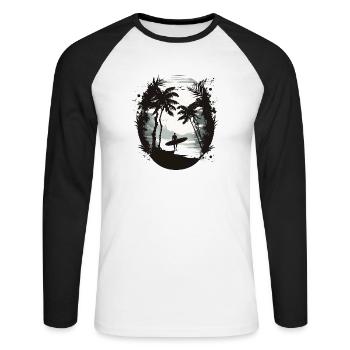 Surfeur noir et blanc - T-shirt baseball manches longues Homme - blanc/noir - Devant - Nik (191cm)
