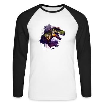 Watercolour T Rex - Unisex Long Sleeve Baseball T-Shirt - white/black - Front - Nik (191cm)