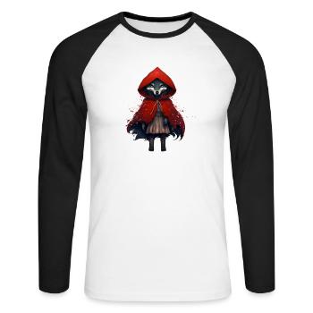 Wolf with red cloak - Unisex Long Sleeve Baseball T-Shirt - white/black - Front - Nik (191cm)