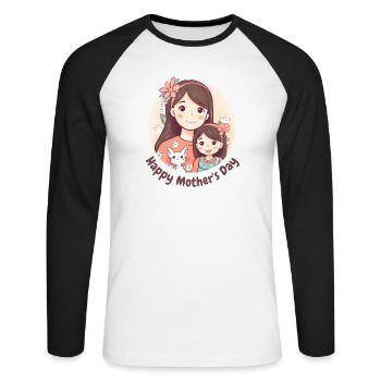 Happy Mother s day daugther and cat - Unisex Long Sleeve Baseball T-Shirt - white/black - Front - Nik (191cm)