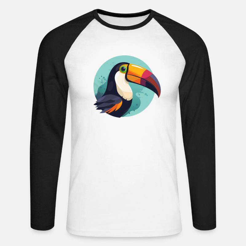 Tukan mit Hintergrund - Unisex Baseballshirt langarm - Weiß/Schwarz