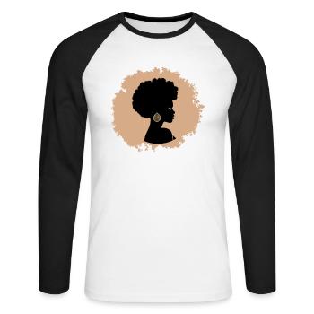 Femme africaine - T-shirt baseball manches longues Homme - blanc/noir - Devant - Nik (191cm)