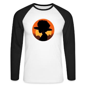 African Sunrise - Unisex Baseballshirt langarm - Weiß/Schwarz - Vorne - Nik (191cm)