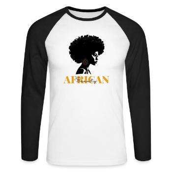 Beauté africaine - T-shirt baseball manches longues Homme - blanc/noir - Devant - Nik (191cm)