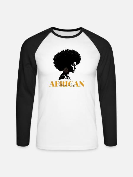 African Beauty - Unisex Long Sleeve Baseball T-Shirt - white/black