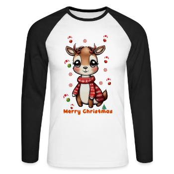 marry christmas - T-shirt baseball manches longues Homme - blanc/noir - Devant - Nik (191cm)