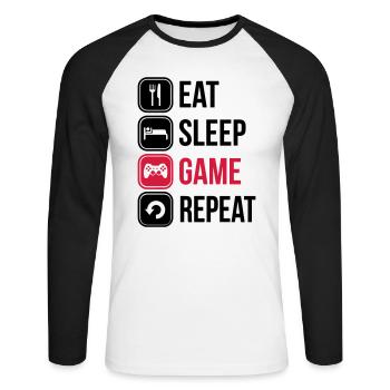 Gamer life 1 - Unisex Long Sleeve Baseball T-Shirt - white/black - Front - Nik (191cm)