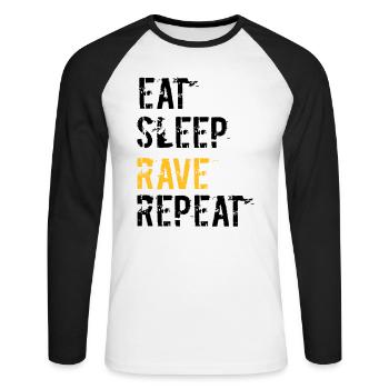 Rave et répète - T-shirt baseball manches longues Homme - blanc/noir - Devant - Nik (191cm)