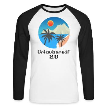 Motif de vacances avec des palmiers et une île, prêt pour les vacances 2.0 - T-shirt baseball manches longues Homme - blanc/noir - Devant - Nik (191cm)