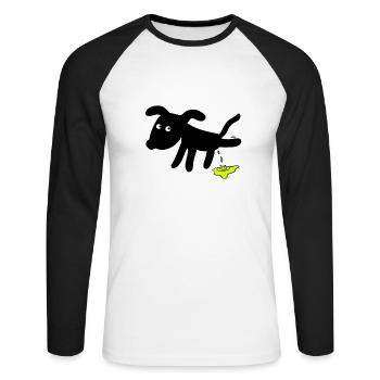 Chien chiens - T-shirt baseball manches longues Homme - blanc/noir - Devant - Nik (191cm)