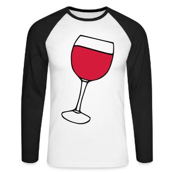 Vin rouge dans le verre - T-shirt baseball manches longues Homme - blanc/noir - Devant - Nik (191cm)