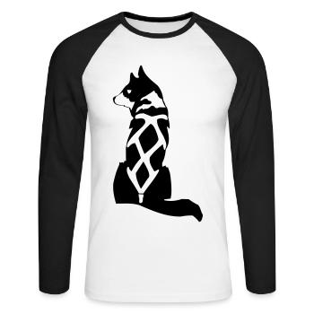 Yukon Quest - Schlittenhund (1) - Unisex Baseballshirt langarm - Weiß/Schwarz - Vorne - Nik (191cm)