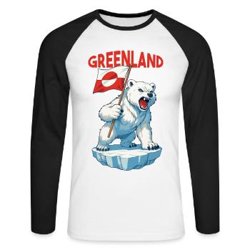 Greenland Is Not For Sale Arctic Polar Bear - Unisex Long Sleeve Baseball T-Shirt - white/black - Front - Nik (191cm)
