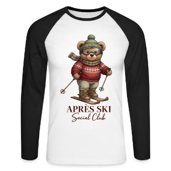 Après Ski Social Club Retro Bear Skiing - T-shirt baseball manches longues Homme - blanc/noir - Devant - Nik (191cm)