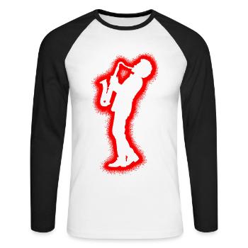 Saxophonist Saxofon Herren Jungen Saxophon Kinder - Unisex Baseballshirt langarm - Weiß/Schwarz - Vorne - Nik (191cm)