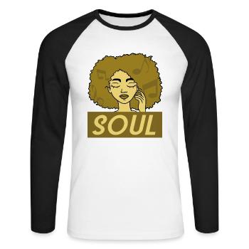 Afro soul - Unisex Long Sleeve Baseball T-Shirt - white/black - Front - Nik (191cm)