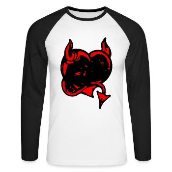Demon heart - Unisex Long Sleeve Baseball T-Shirt - white/black - Front - Nik (191cm)