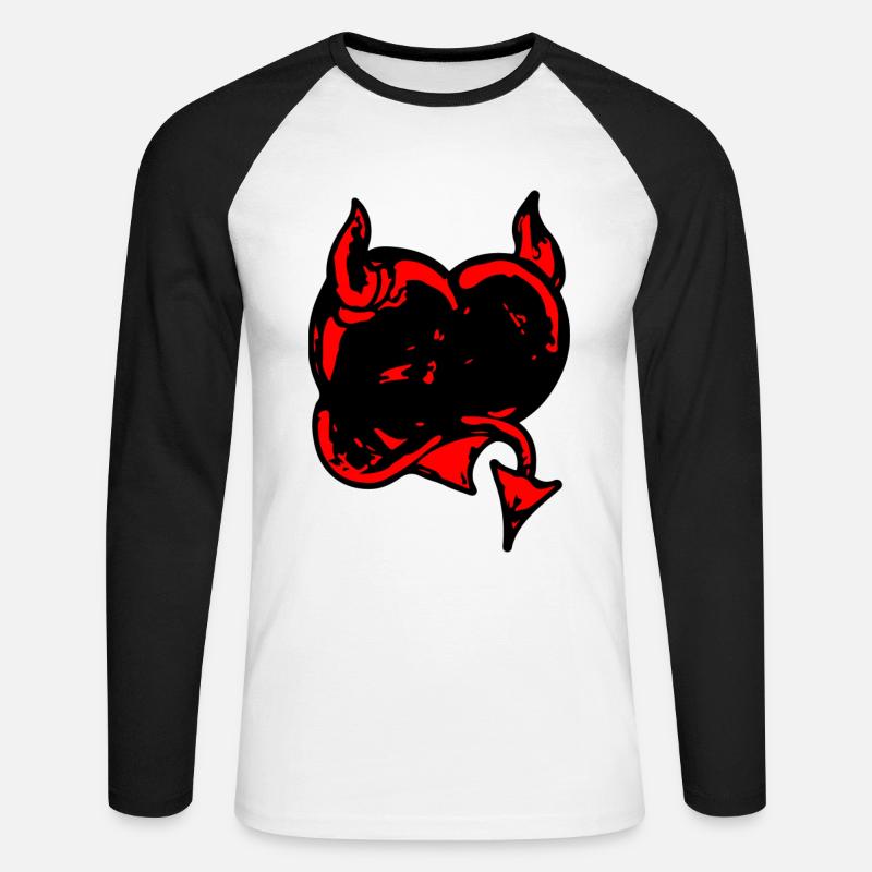 Dämonenherz - Unisex Baseballshirt langarm - Weiß/Schwarz