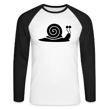 Snail with snail shell - Unisex Long Sleeve Baseball T-Shirt - white/black - Front - Nik (191cm)