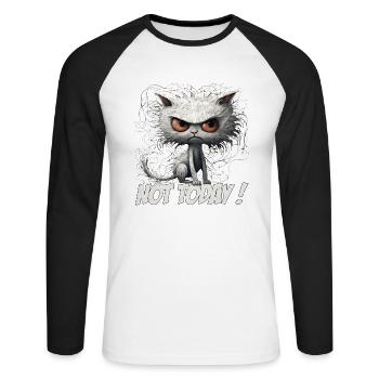 Funny Cat Design - Not Today Cat Lover - Unisex Long Sleeve Baseball T-Shirt - white/black - Front - Nik (191cm)
