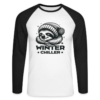 WINTER CHILLER fun gift for sloths - Unisex Long Sleeve Baseball T-Shirt - white/black - Front - Nik (191cm)