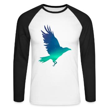 Crow in northern lights - Unisex Long Sleeve Baseball T-Shirt - white/black - Front - Nik (191cm)