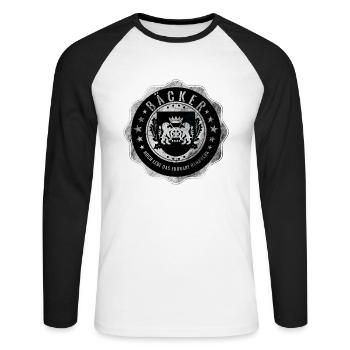 Boulanger, boulangerie, artisanat, armoiries de la guilde - T-shirt baseball manches longues Homme - blanc/noir - Devant - Nik (191cm)