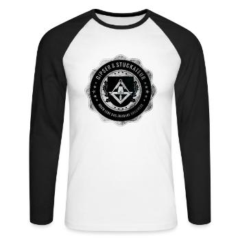 Gipser, Stuckateur, Handwerk, Zunftwappen - Unisex Baseballshirt langarm - Weiß/Schwarz - Vorne - Nik (191cm)
