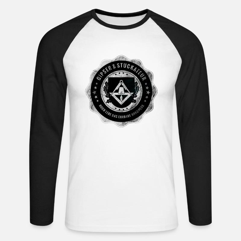 Plasterer, plasterer, craft, guild emblem - Unisex Long Sleeve Baseball T-Shirt - white/black