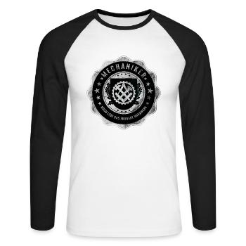 Mechaniker, Handwerkswappen - Unisex Baseballshirt langarm - Weiß/Schwarz - Vorne - Nik (191cm)