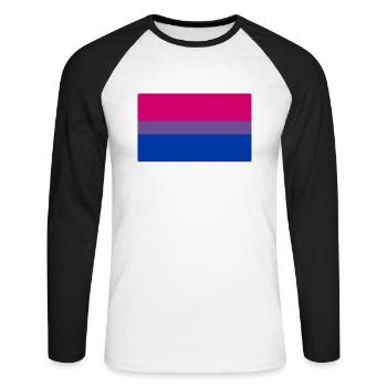 Drapeau de la fierté bisexuelle - T-shirt baseball manches longues Homme - blanc/noir - Devant - Nik (191cm)