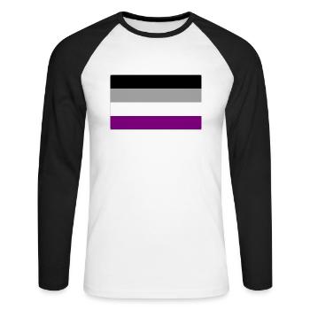 Drapeau de la fierté asexuée - T-shirt baseball manches longues Homme - blanc/noir - Devant - Nik (191cm)