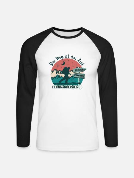 Der Weg ist das Ziel Fernwanderweg E5 Transalp - Unisex Baseballshirt langarm - Weiß/Schwarz