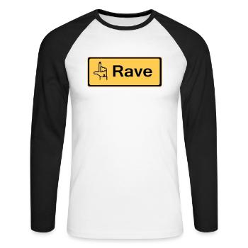 rzhw_rave_2c - Unisex Baseballshirt langarm - Weiß/Schwarz - Vorne - Nik (191cm)