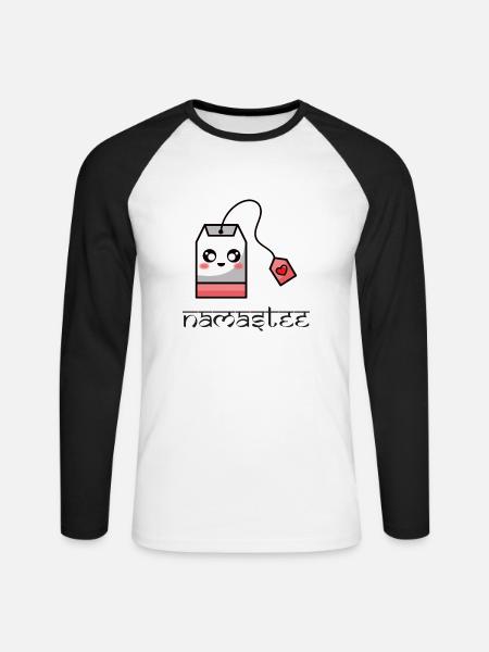 Namastee - Unisex Baseballshirt langarm - Weiß/Schwarz