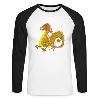 Chinese gold Dragon - Unisex Long Sleeve Baseball T-Shirt - white/black - Front - Nik (191cm)
