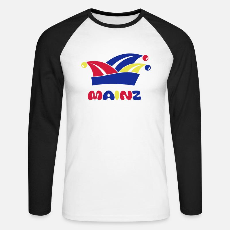 Fasching Narrenkappe Mainz 1, 2 oder 3 Farben - Unisex Baseballshirt langarm - Weiß/Schwarz